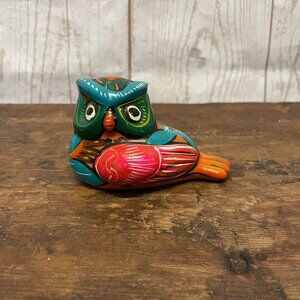 Mexican Folk Art Talavera Style Owl Figurine